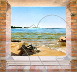 Trompe l'oeil Finestra sul mare: adesivo murale